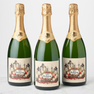 Candlelight Gratitude – Thanksgiving Blessing Sparkling Wine Label