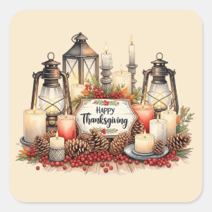 Candlelight Gratitude – Thanksgiving Blessing  Square Sticker
