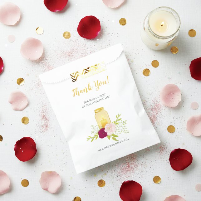 Candlelight Pink Roses Wedding Thank You Favour Bag (Creator Uploaded)