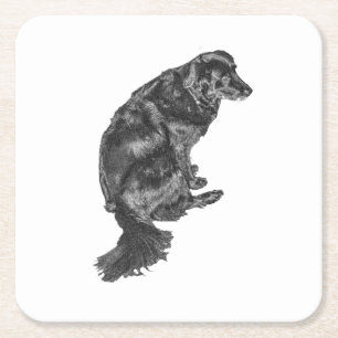 Candlelight Table Hush — Retriever Square Paper Coaster