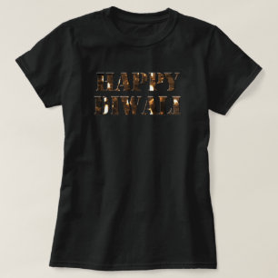 Candlelight Typography Happy Diwali T-Shirt