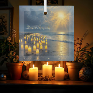 Candlelights on the coast in the dark, sympathy  glass ornament