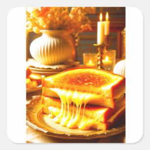 Candlelit Comfort Meal: Grilled Cheese Sandwich  Square Sticker