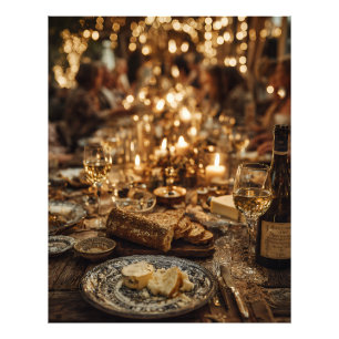 Candlelit Wine & Bread Feast Photo Print