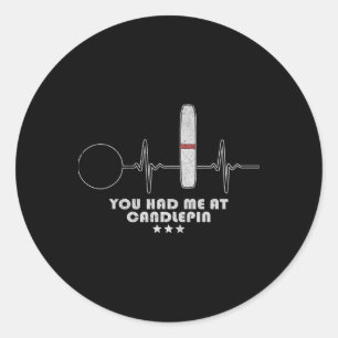 Candlepin Bowling Heartbeat Bowler Classic Round Sticker