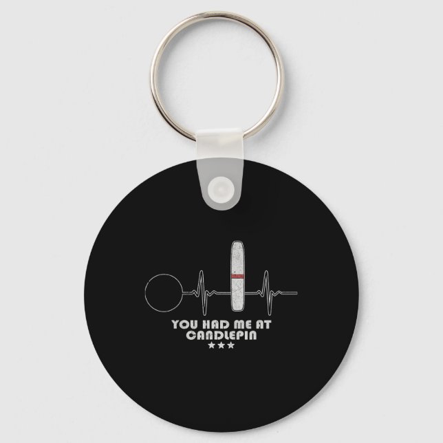 Candlepin Bowling Heartbeat Bowler  Keychain (Front)