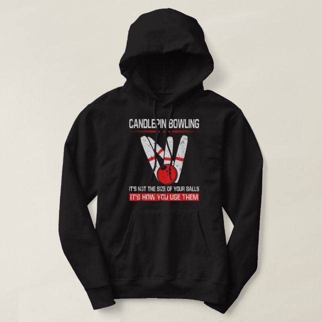 Candlepin Bowling Size of Balls Funny New England  Hoodie (Design Front)