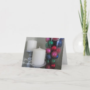 Candles and  Colourful Christmas Decorations Holiday Card