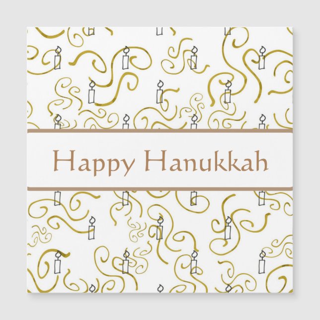 Candles and Gold Swirls Hanukkah Card (Front)