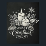 Candles and Holly Chalkboard Merry Christmas Poster<br><div class="desc">Bring a warm, cozy touch to your holiday decor with this elegant chalkboard Merry Christmas poster. Featuring two glowing candles surrounded by holly, pinecones, and festive berries, this rustic design embodies the spirit of the season. The vintage-inspired chalk art adds a timeless charm, perfect for decorating homes, offices, or holiday...</div>