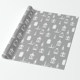 Candles and Lanterns Smokey Grey Wrapping Paper
