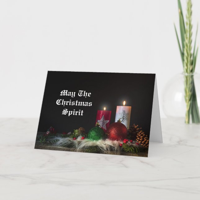 Candles And Ornaments Holiday Card (Front)