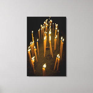 Candles lit in a church, Armenia Canvas Print