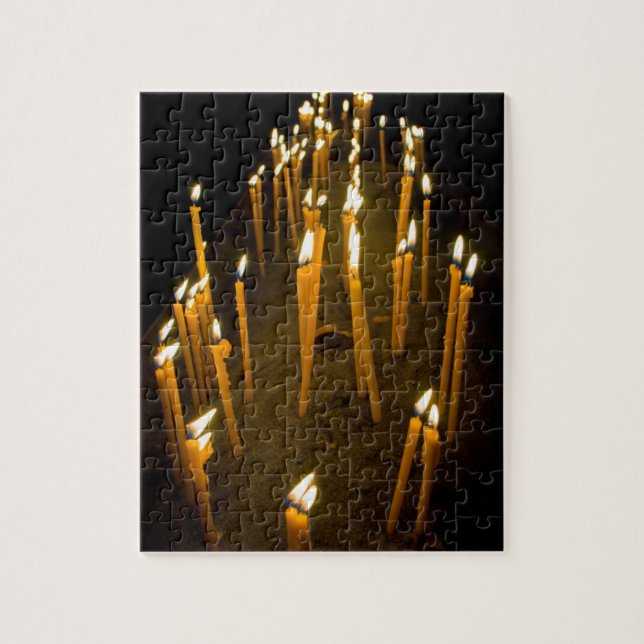 Candles lit in a church, Armenia Jigsaw Puzzle (Vertical)
