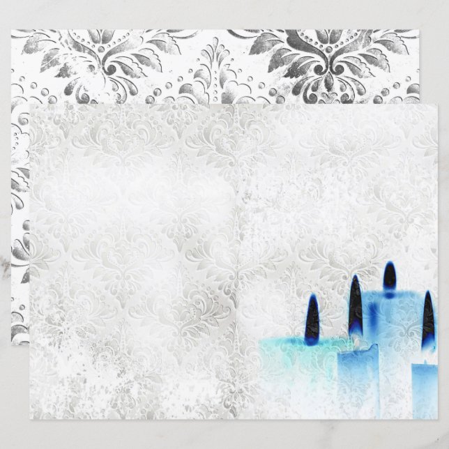 Candles on vintage pattern scrapbook paper (Front/Back)