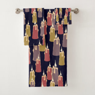 Candles Pattern Bath Towel Set