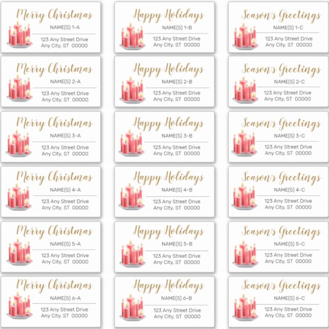 Candles Tray Christmas Holiday Address Labels (Front)
