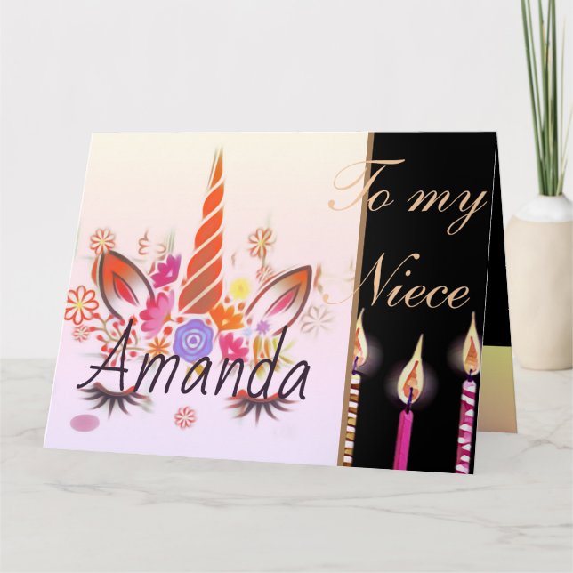 Candles unicorn face cake Birthday Card (Front)