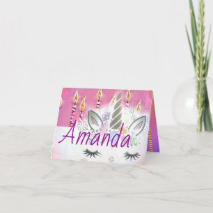 Candles unicorn face cake Birthday Card