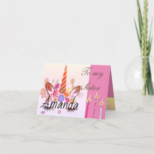 Candles unicorn face cake Birthday Card