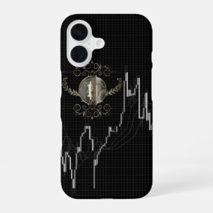 Candlestick Chart & Bitcoin Gold Coin iPhone 16 Case