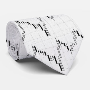Candlestick Chart FM Black an White Pattern Tie