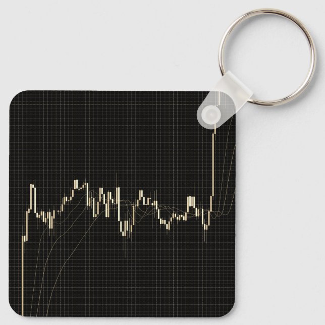 Candlestick Stock Market Financial Chart  Keychain (Back)
