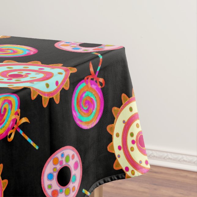 Candy and Cakes Black Tablecloth (In Situ)