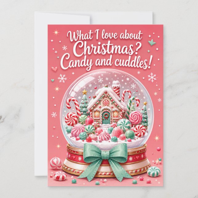 Candy and Cuddles Funny Christmas Greeting Card (Front)