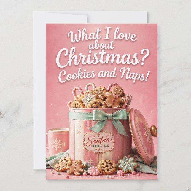 Candy and Cuddles Funny Christmas Greeting Card (Front)