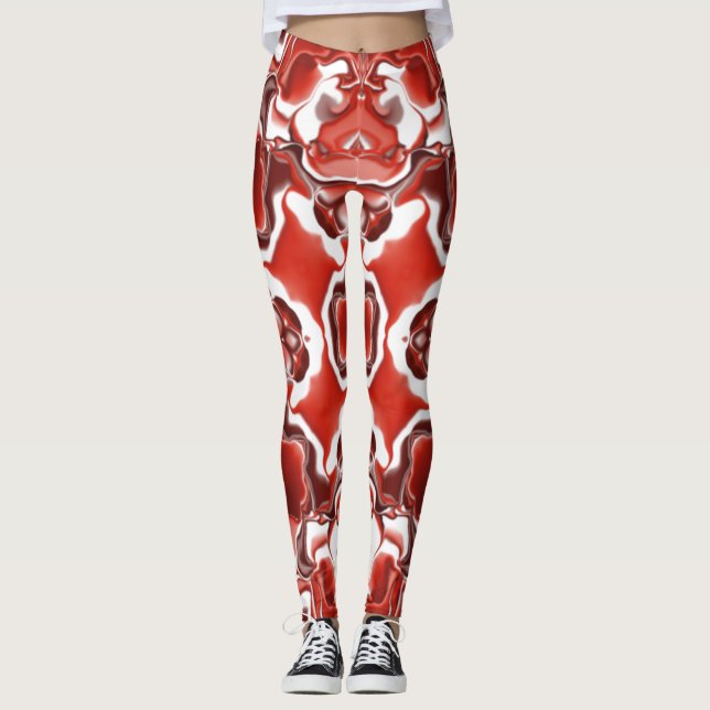 Candy and Currant Red Kaleidoscope Pattern #2 Leggings (Front)