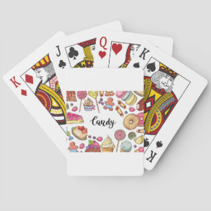 Candy and Dessert Doodles Sweet Treats Pattern  Playing Cards