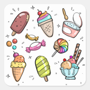 Candy and ice cream square sticker