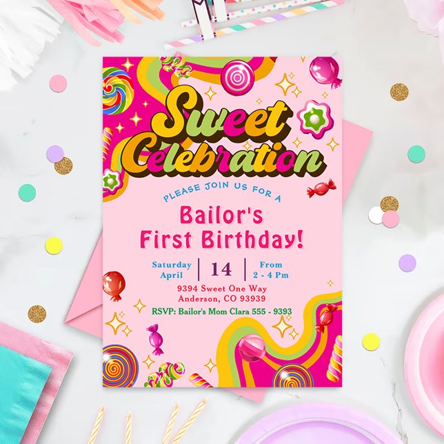 Candy Anniversaire Invitation Candy Sweet Party (Créateur téléchargé)