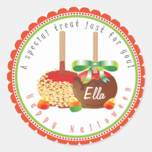 CANDY APPLE FALL HALLOWEEN CLASSIC ROUND STICKER