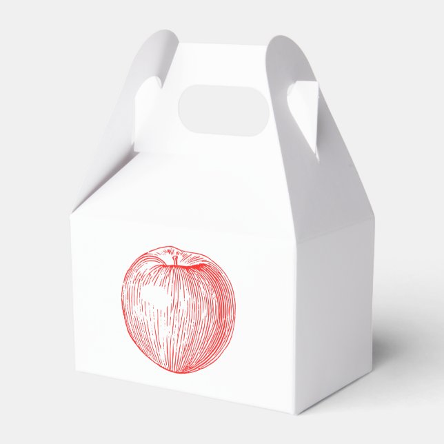 Candy Apple Red Letterpress Apple Favor Box (Front Side)