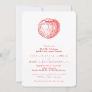 Candy Apple Red Letterpress Apple Invitation