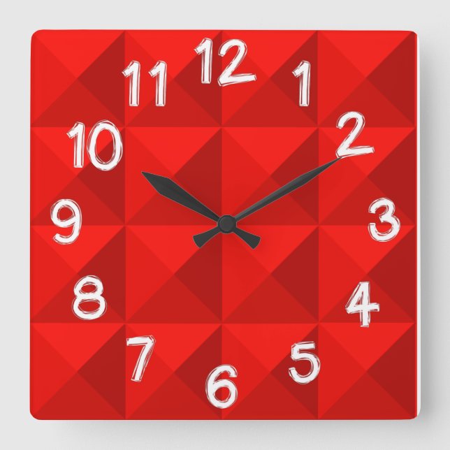 Candy Apple Red Pyramids  Square Wall Clock (Front)
