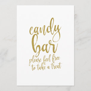 Candy Bar Gold Glitter Affordable Wedding Sign Invitation