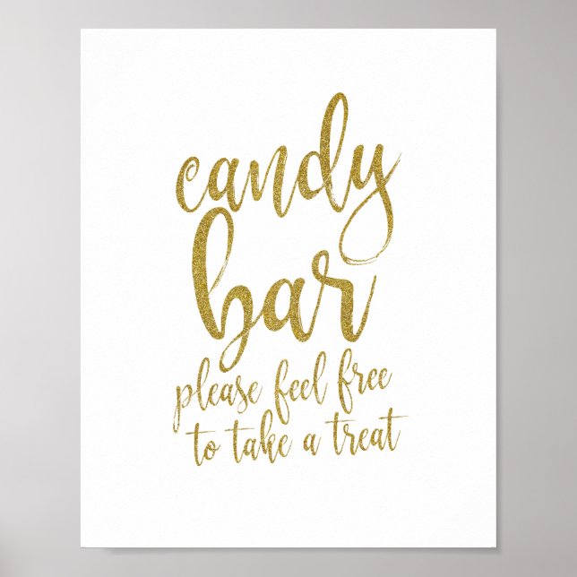 Candy Bar Gold Glitter Script 8x10 Wedding Sign (Front)