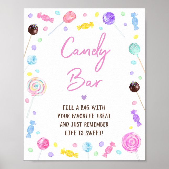 Candy Bar Lollipop Sweet Shop Birthday Sign (Front)