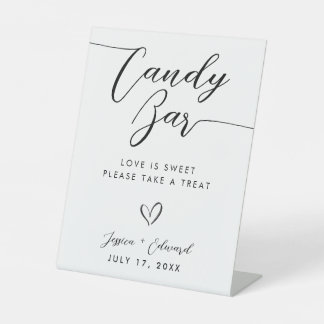 Candy Bar Modern minimalist Black White Pedestal Sign