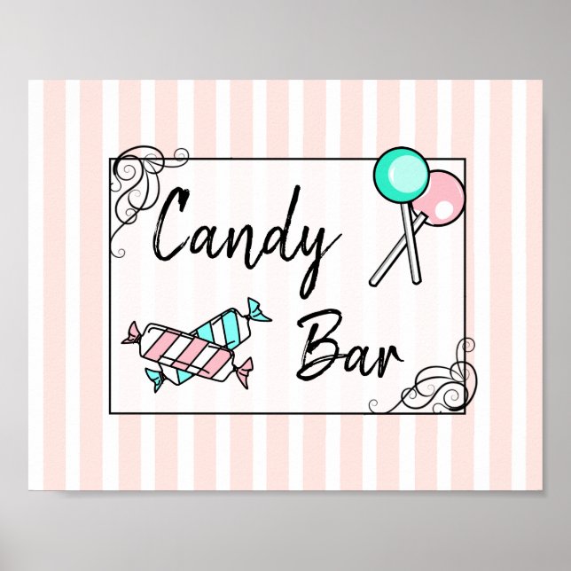 Candy Bar Wedding or Baby Shower  Sign Poster (Front)