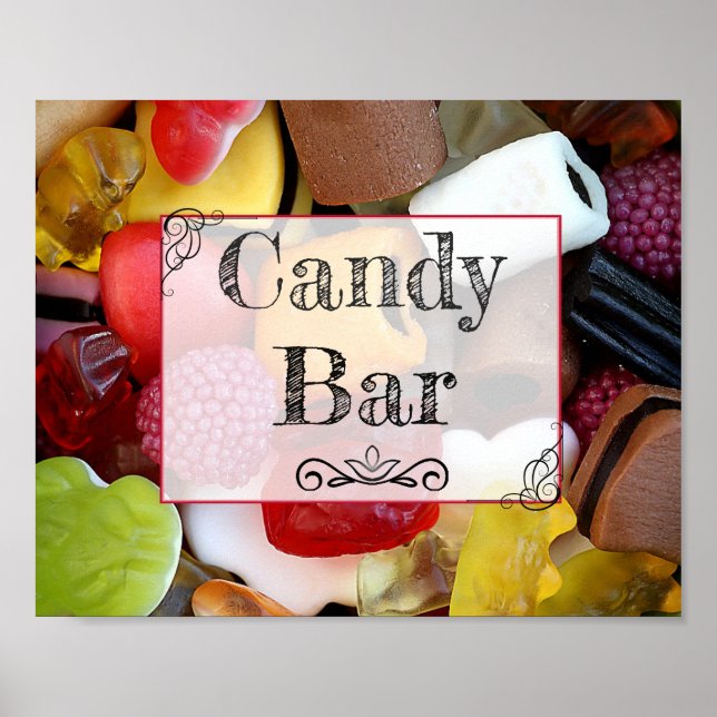 Candy Bar Wedding or Baby Shower Sign Poster (Front)