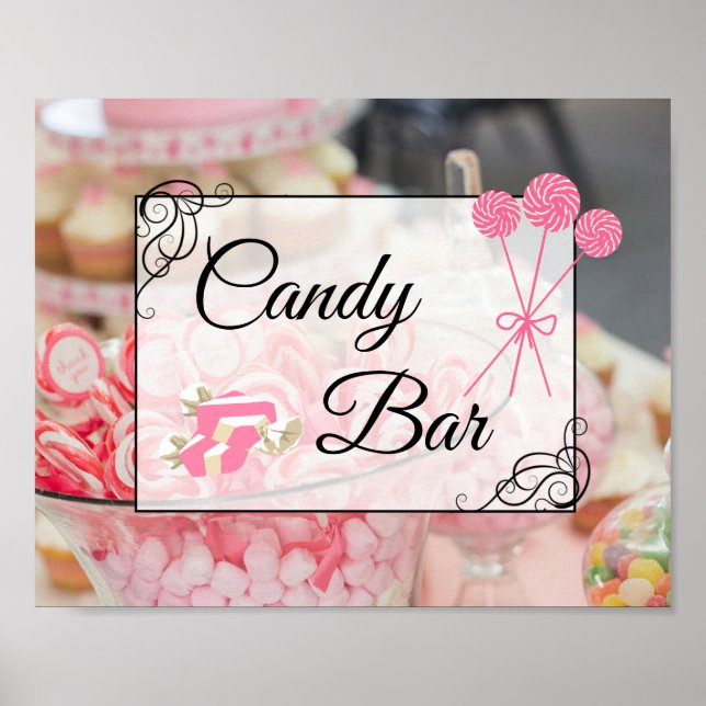 Candy Bar Wedding or Baby Shower  Sign Poster (Front)