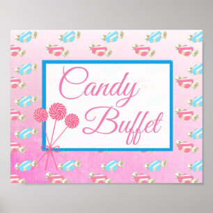 Candy Bar Wedding Pink and Blue Sign Poster