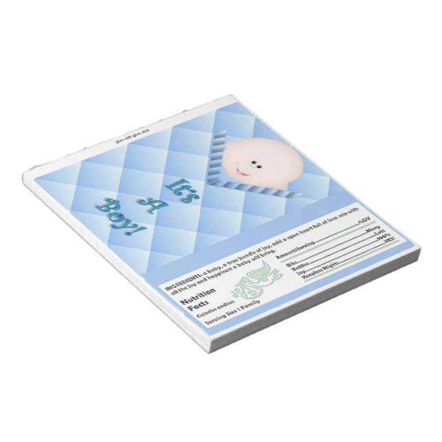 Candy Bar Wrapper Baby Shower Blue Boy Party Favor Notepad (Angled)