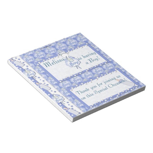 Candy Bar Wrapper Baby Shower Blue Boy Party Favor Notepad (Angled)