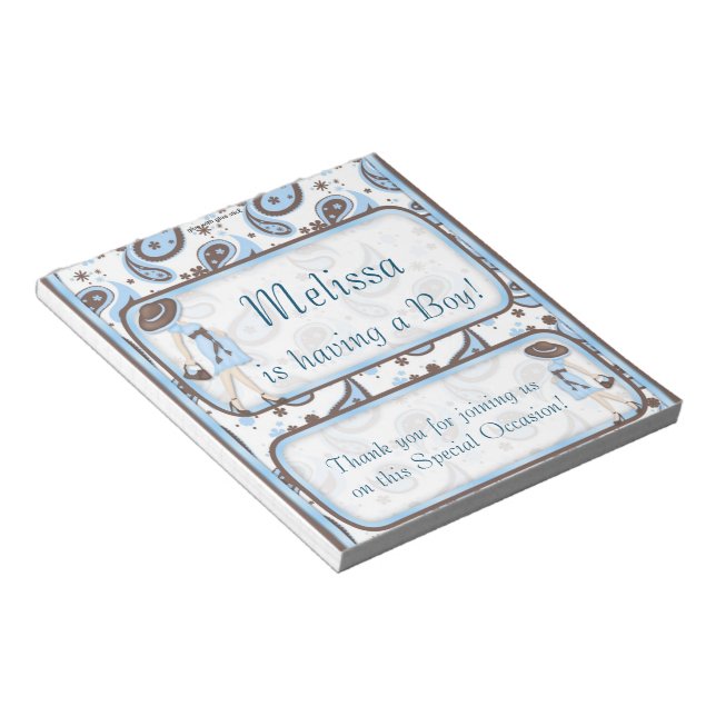 Candy Bar Wrapper Baby Shower Blue Boy Party Favou Notepad (Angled)