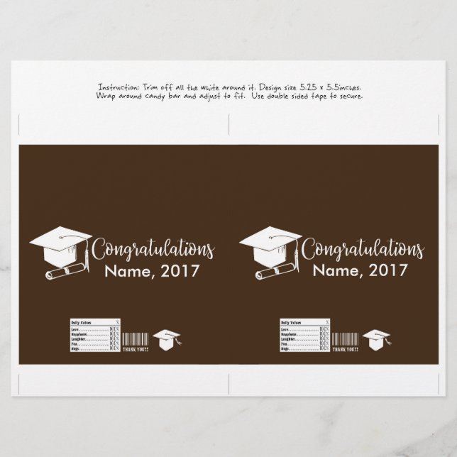 Candy Bar Wrapper -  Graduation Cap (Front)
